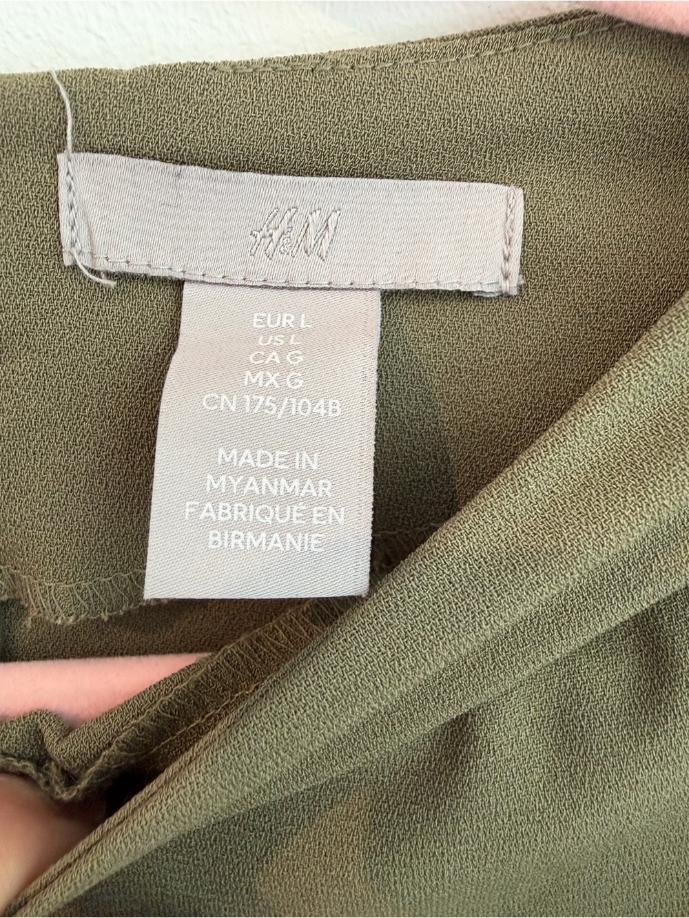 H&M Olive Draped Long-Sleeve Mini Dress - Picture 3 of 3